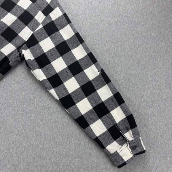 Risen Buffalo Plaid Flannel Men's S Black White Oversized Long Sleeve Button Up - Picture 7 of 14